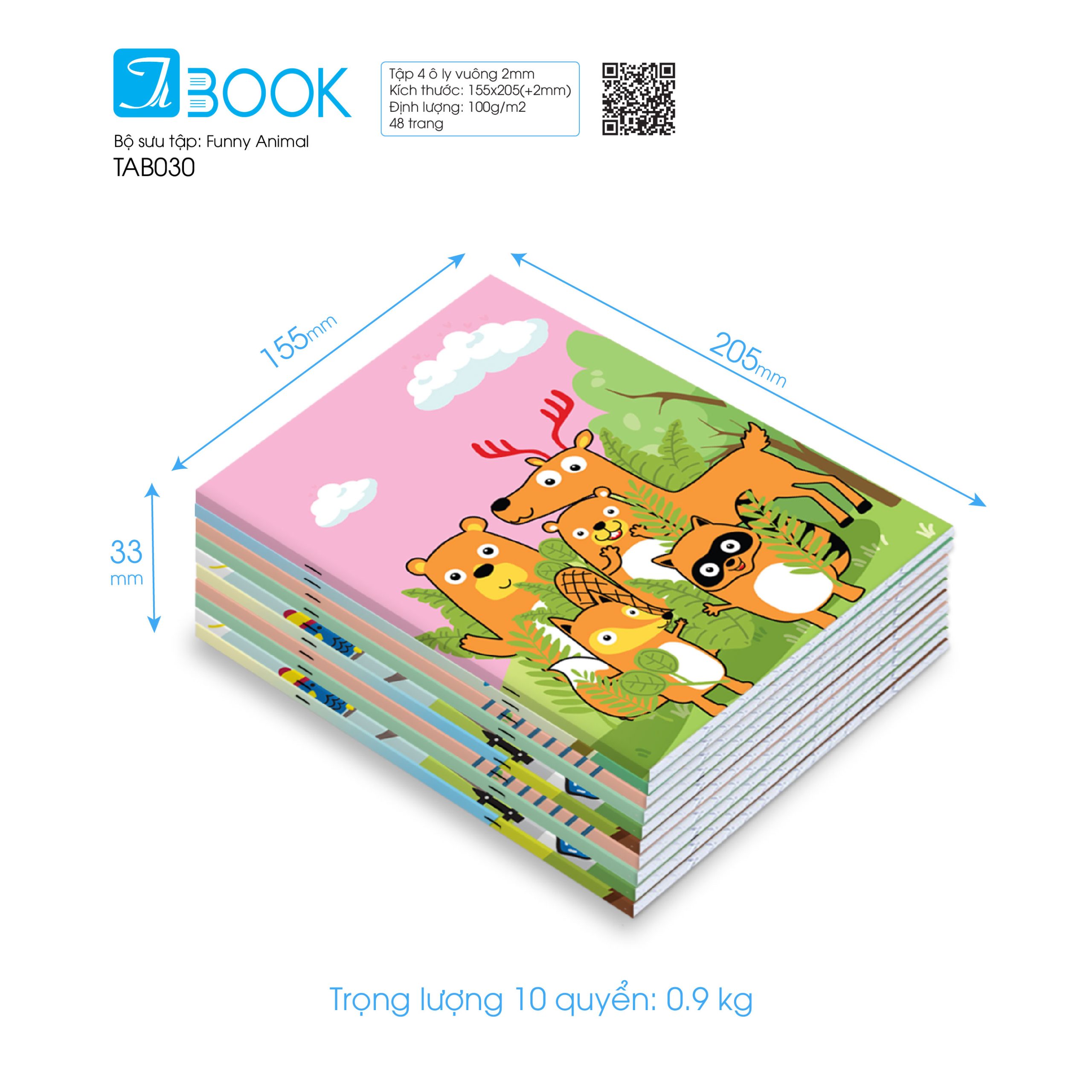 minhhy-TAB030- Tập học sinh Funny animal-48tr-đl100-4olV-10 cuốn