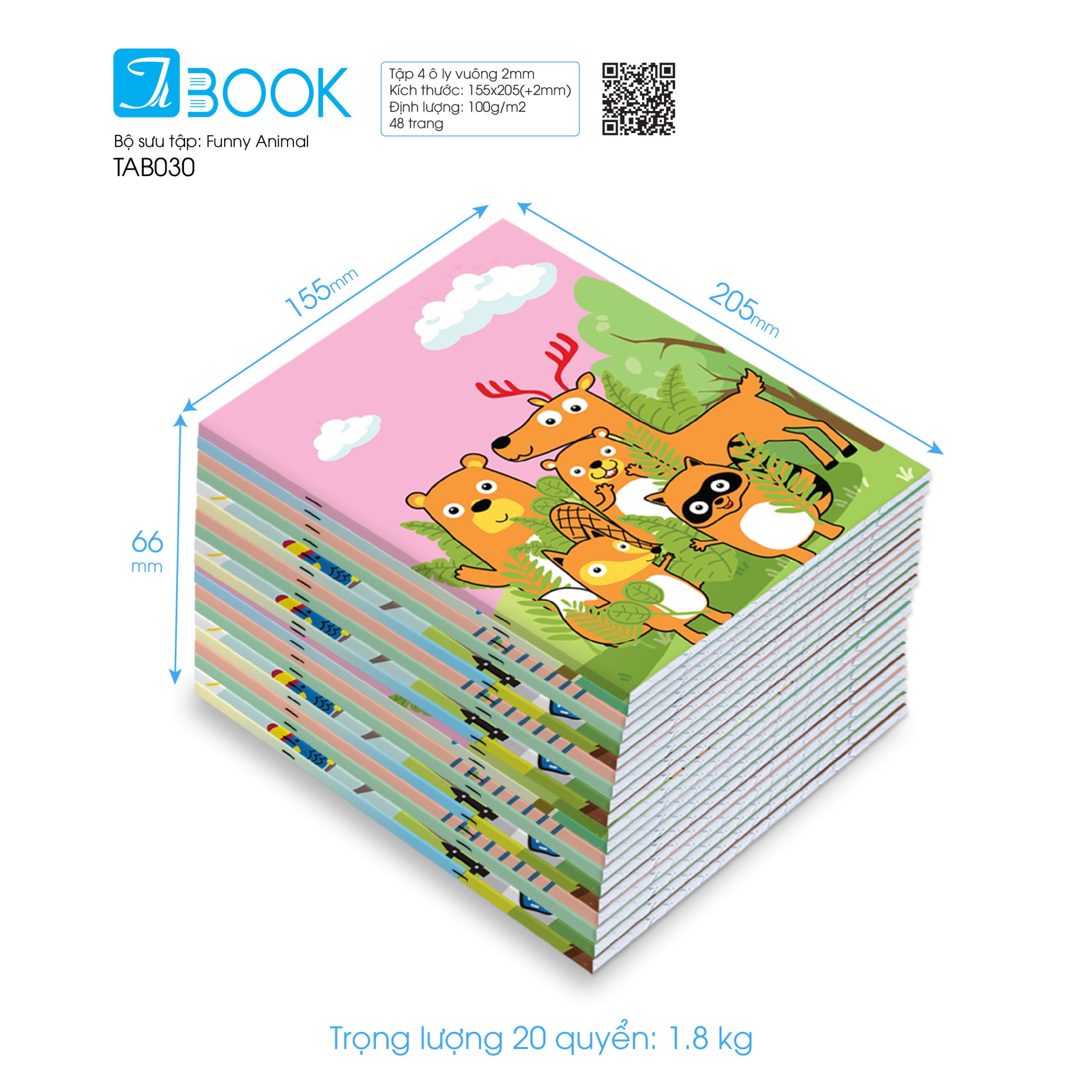 minhhy-TAB030- Tập học sinh Funny animal-48tr-đl100-4olV-20 cuốn